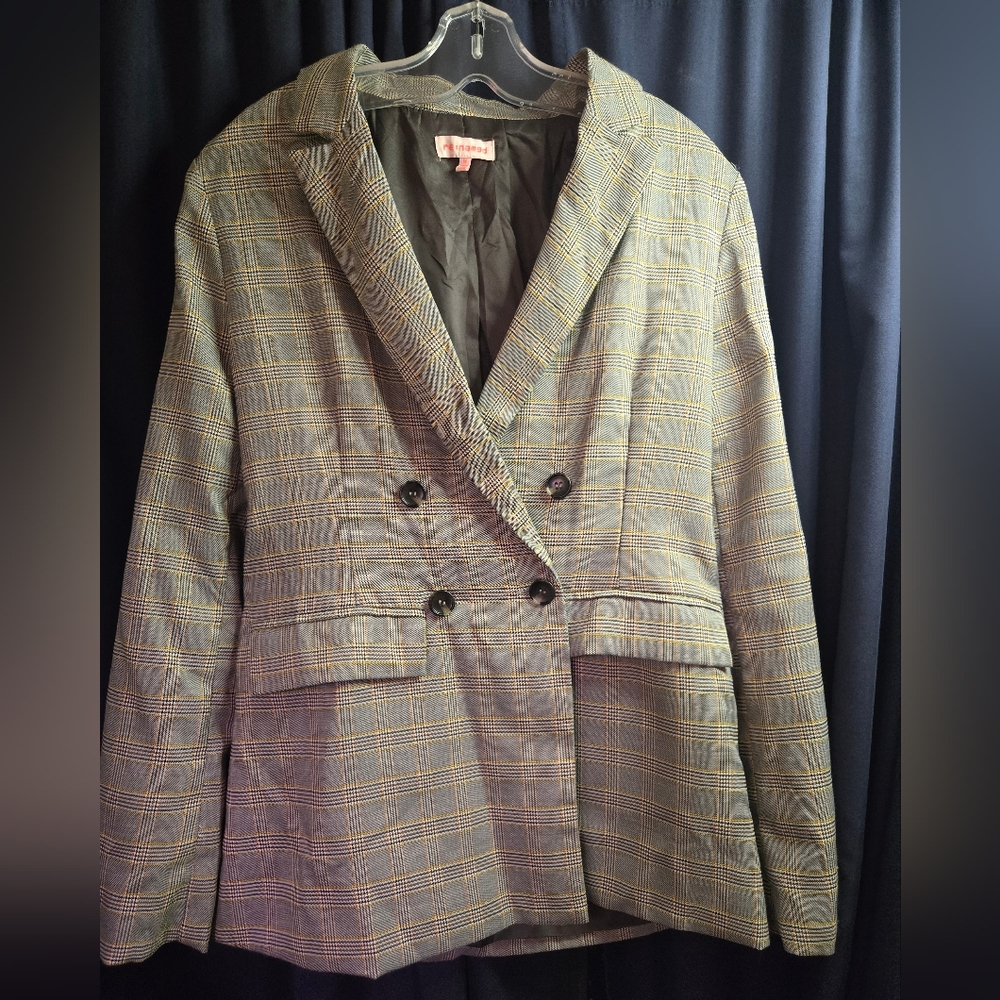 re:named Gray Plaid Blazer